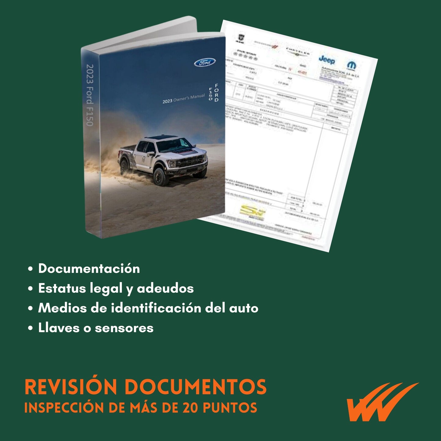 Inspección Total (más de 160 puntos) entre documentos, estatus legal y físico-mecánica de auto seminuevo